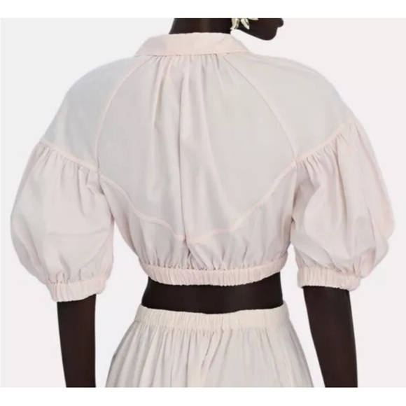 ACLER Marquis Cotton Collar Crop Top NWT $295 Size 6 Shell Pink - Picture 2 of 6